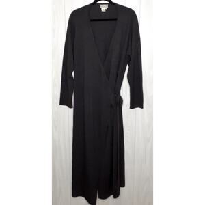 Vintage Coldwater Creek Brownish Gray Wrap Sweater Dress Wool Blend Maxi XL